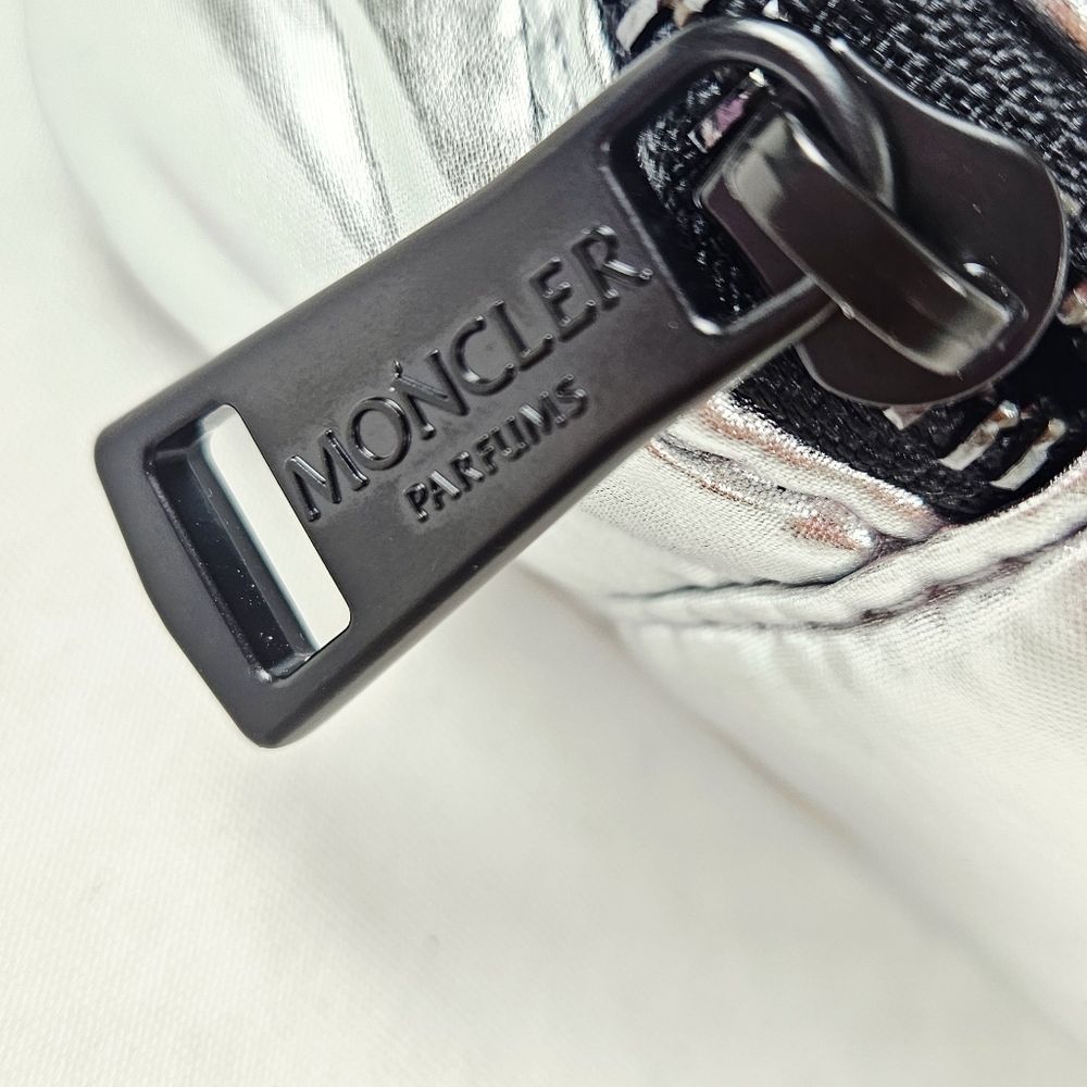 Moncler Parfums Quilted Metallic Silver Cosmetic Travel Pouch - Picture 9 of 12